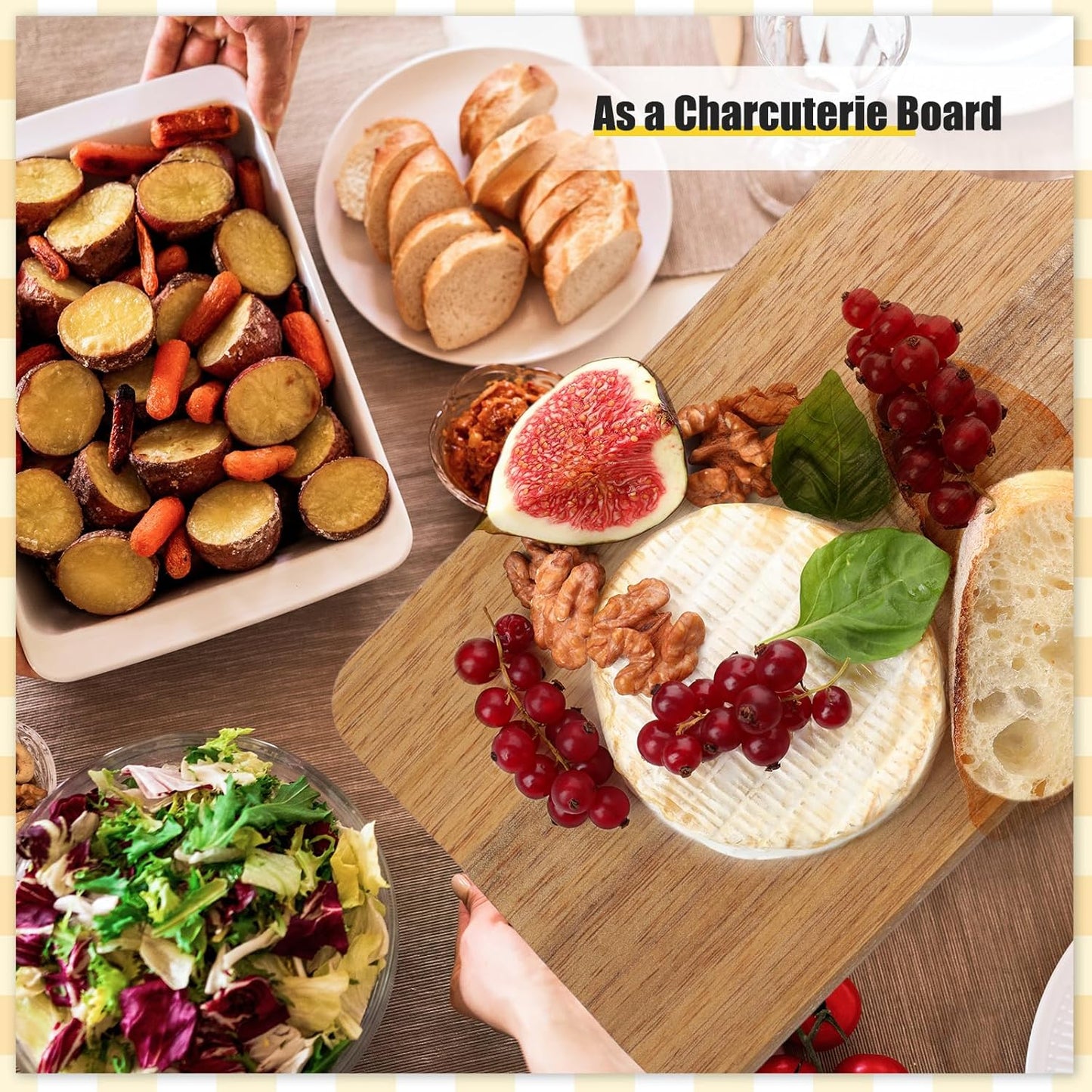 Lounsweer 6 Pcs Thicken Cutting Board Bulk Wood Board for Chopping Serving Charcuterie Material for Laser Engraving Mother' Day Wedding Housewarming Gift(Acacia)