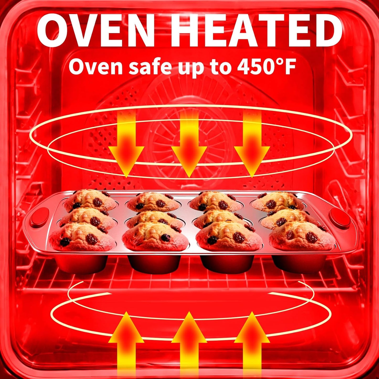 Muffin Pans 6-Cup, 2-Pack Nonstick 6 Tins Cupcake Pan with Silicone Grip Handles, Toaster Oven Baking Supplies Small Cheesecake Cup Cake Tray- Non-toxic & Dishwasher Safe