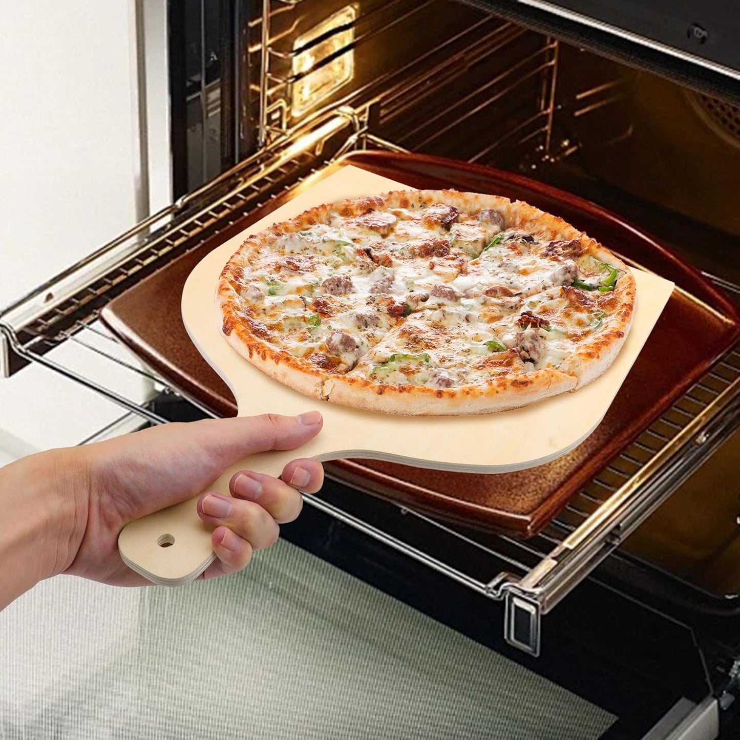 5 Pack 12 Inch Wooden Pizza Peel, Large Wood Pizza Spatula Paddle with Handle, Wooden Pizza Peel Spatula Cutting Board for Baking, Oven Pizza(16.5" L x 12" W)