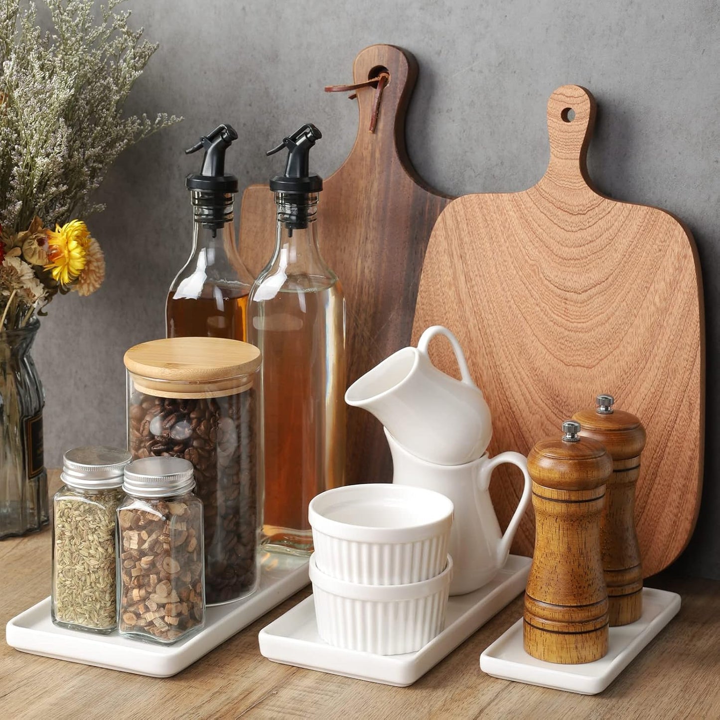 Gurygo 10" Ceramic Vanity Sink Tray for Bathroom Counter - Large Rectangle Kitchen Soap Tray - Ceramic Trays for Kitchen Counter, White