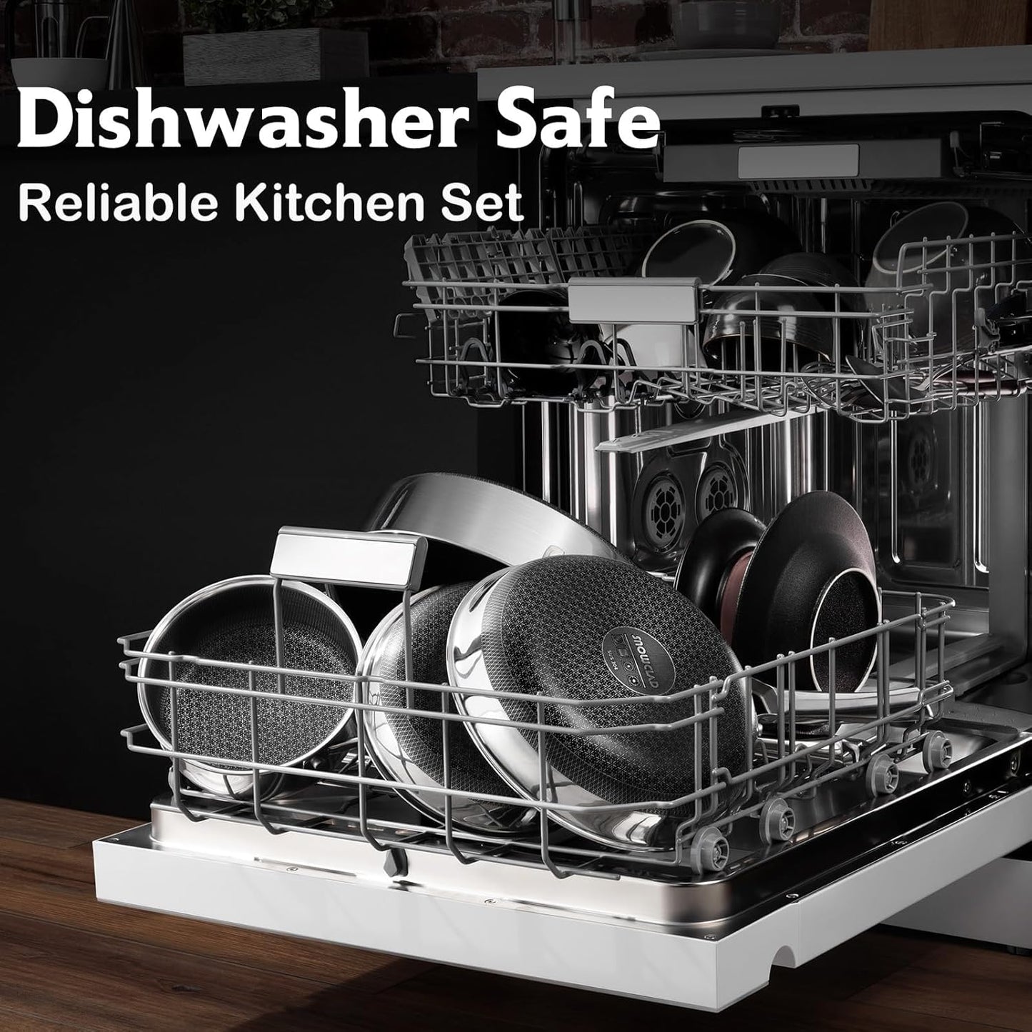 Saute Pan,Hybrid Non Stick 5 Quart Everyday pan,Chicken Fryer, PFOA Free Cookware,12 inch Deep Frying Pans with Lid,Dishwasher and Oven Safe,Works on Induction,Ceramic and Gas Cooktops