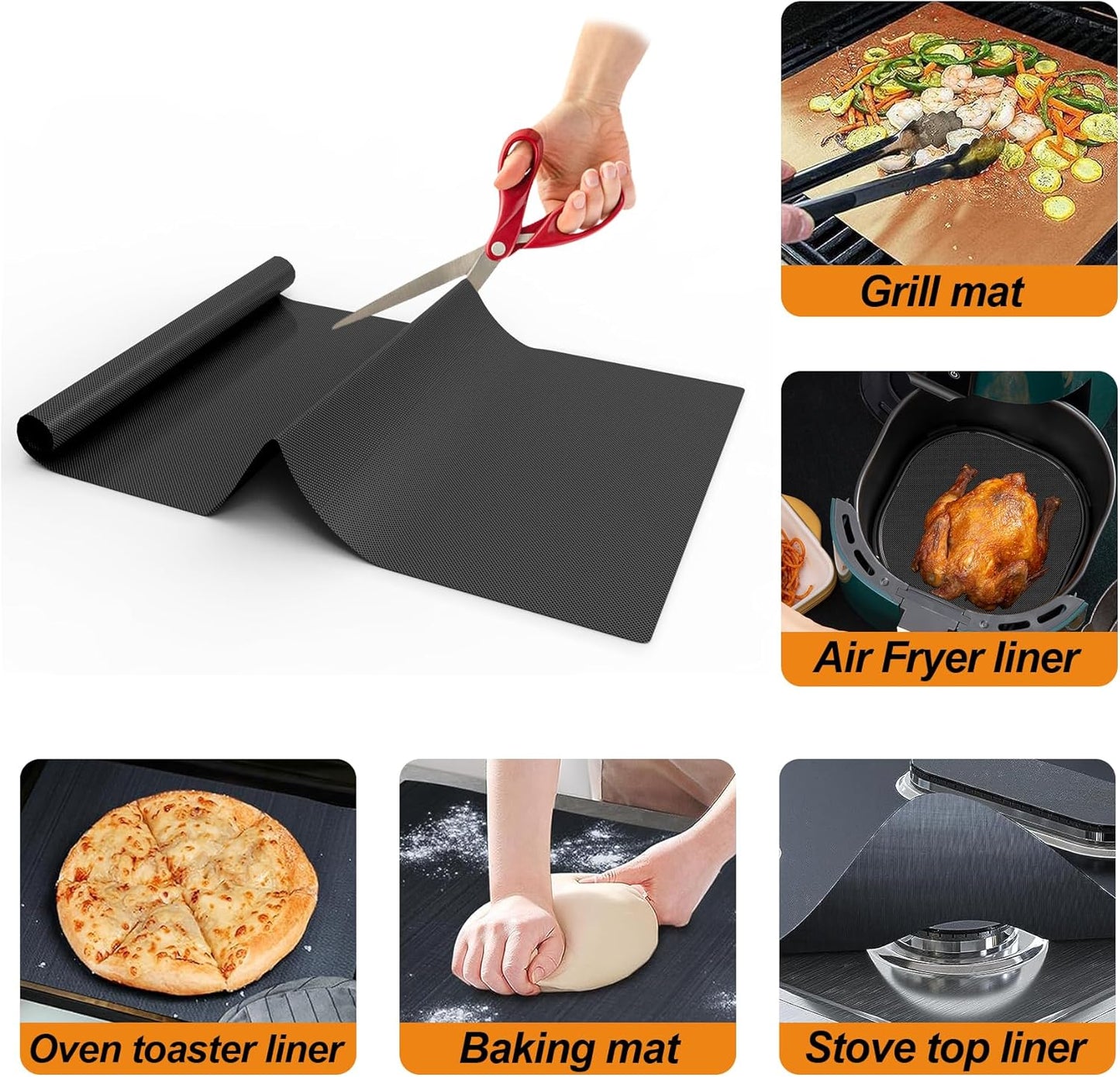 UBeesize 75 Inch Roll Reusable Oven Liners for Bottom of Oven,Thick Heavy Duty Non Stick Teflon Oven Mats Cut to Custom Fit Electric, Gas, Toaster,Convection, Microwave Ovens and Grills