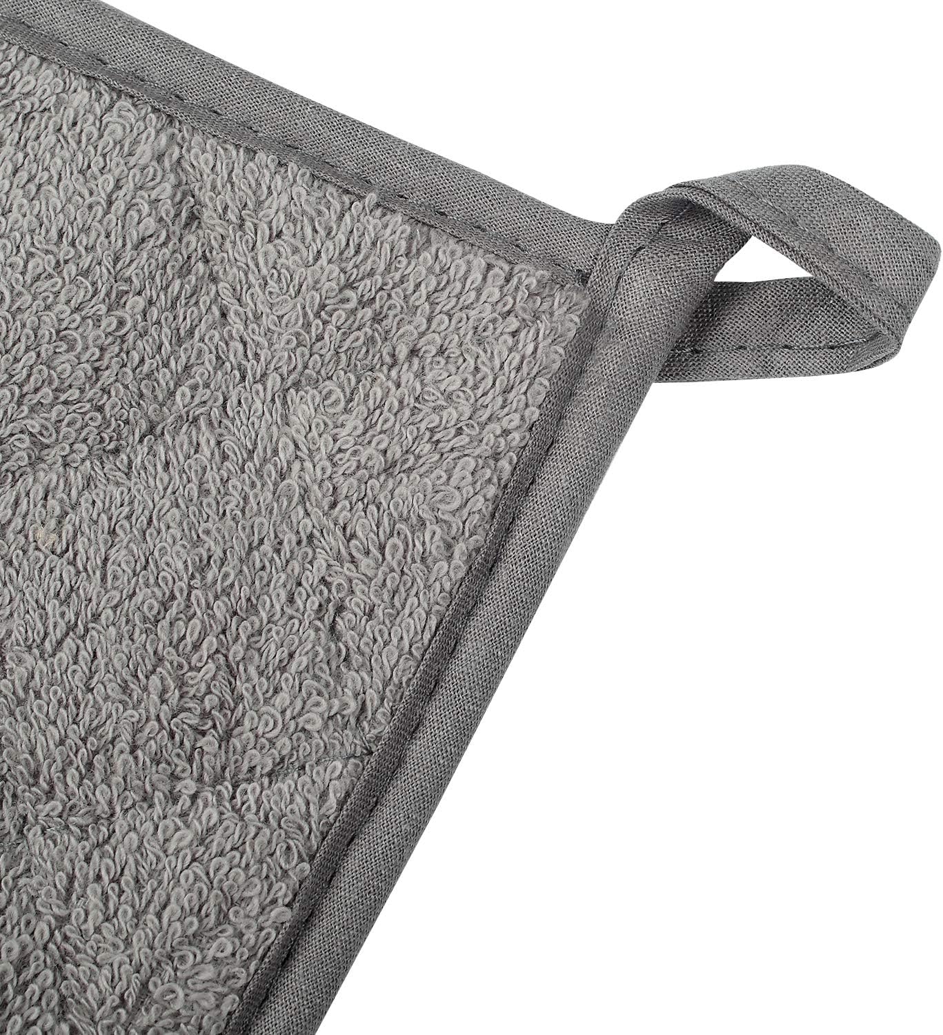 100% Cotton Kitchen Everyday Basic Terry Pot Holder Heat Resistant Coaster Potholder for Cooking and Baking Set of 5 Grey