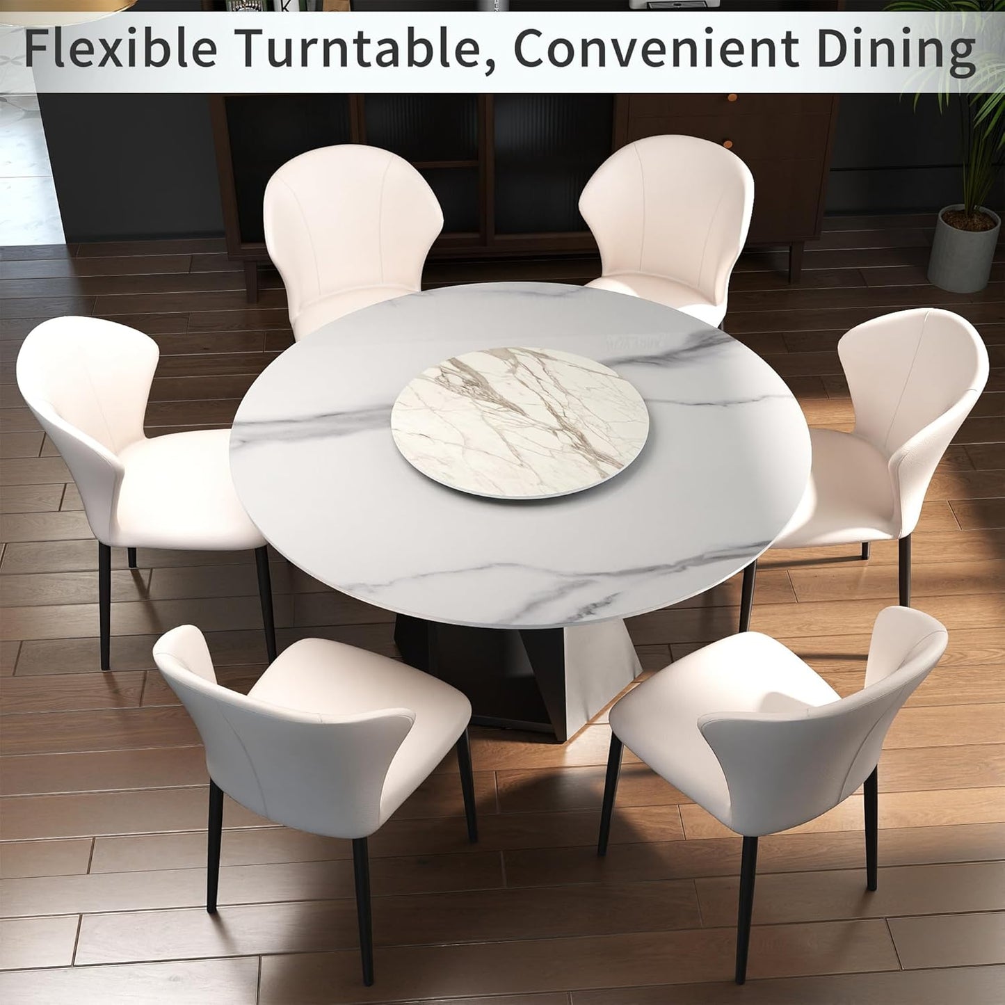 19.69" Lazy Susan for Table Top Sintered Stone Rotating Serving Tray for Dining Table, Kitchen Lazy Susan Organizer Spinning Rotating Food Server Party Centerpieces