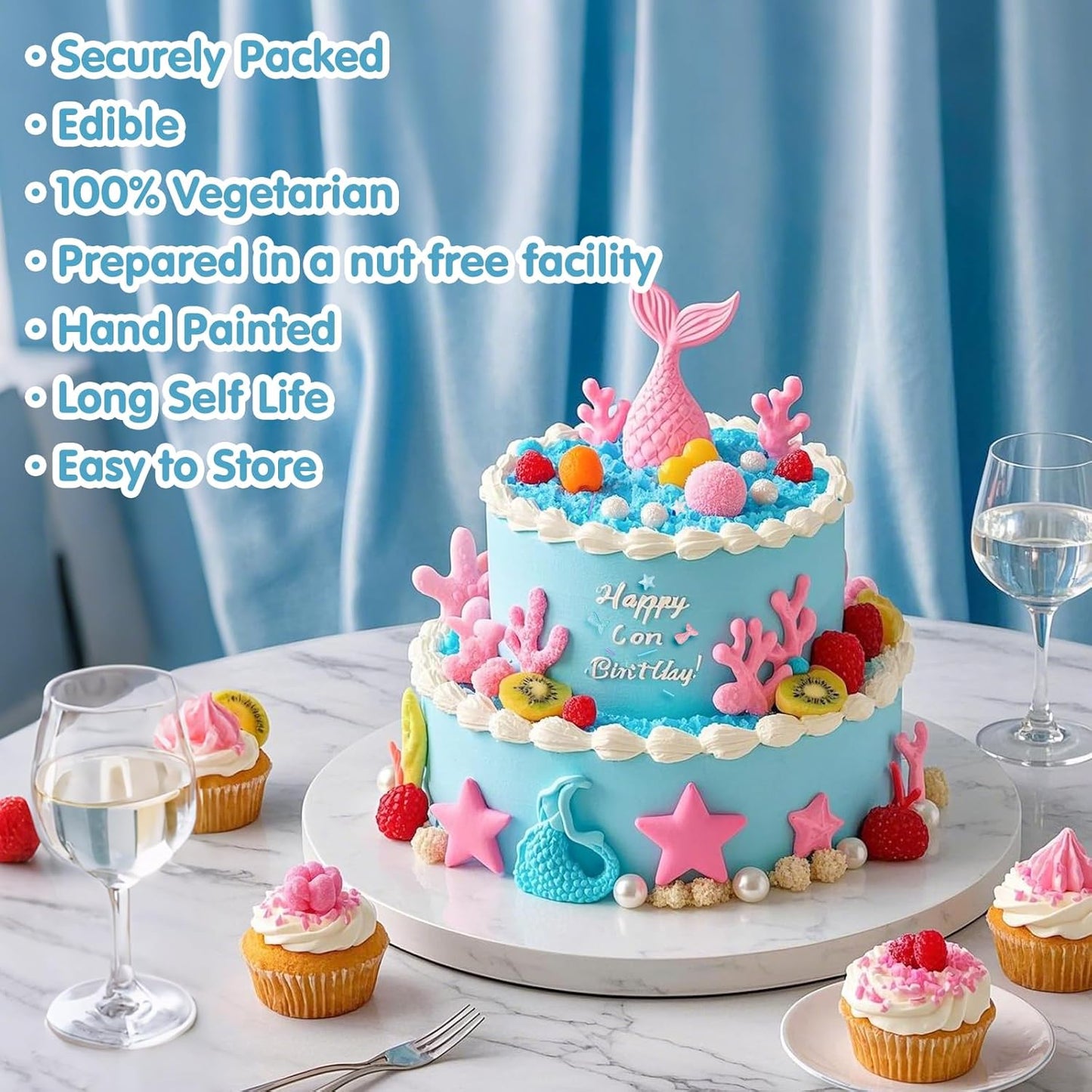 Mermaid Sprinkles,Edible Sugar Pearl Stars Jimmies Mix 130g/4.58oz,Pearl Candy Ocean Sprinkles,Summer Baking Cake Fun Decorations,Perfect for Baking,Ice Cream,Cookies,Dessert,Cupcake Topper,Birthday Children's Day Party Supplies 