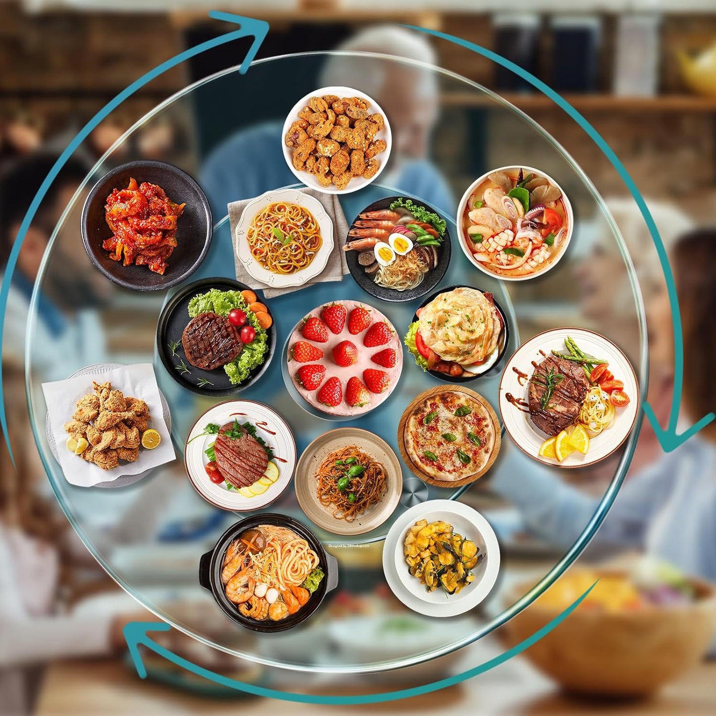 35" Large Lazy Susan for Dining Table Kitchen Glass Turntable with Aluminum Alloy Bearing, Smooth Swivel