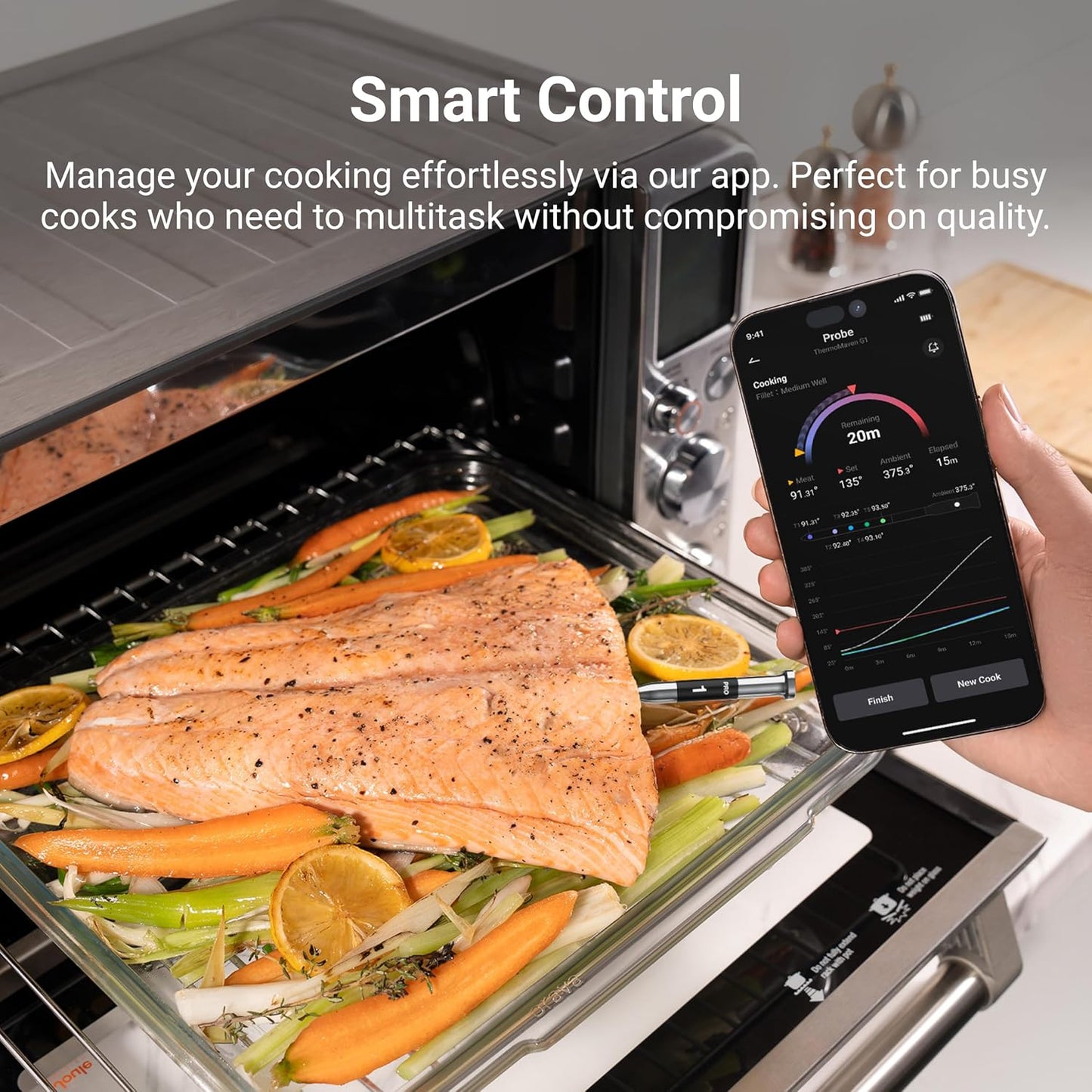 ThermoMaven Wireless Bluetooth Smart Meat Thermometer: Standalone Base, WiFi Thermometer with Sub-1G, 6 Sensors NIST Certified Accuracy, 4 Probes, for Kitchen, BBQ, Grill, Oven, Smoker, Rotisserie