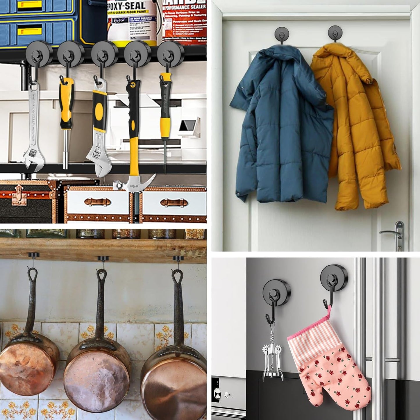 FINDMAG 100 LBS Magnetic Hooks, Super Strong Magnet with Hook for Cruise Cabins, Magnetic Hooks Heavy Duty for Classroom, Black Swivel Swing Hook for Hanging, Cruise, Locker Accessories, Refrigerator