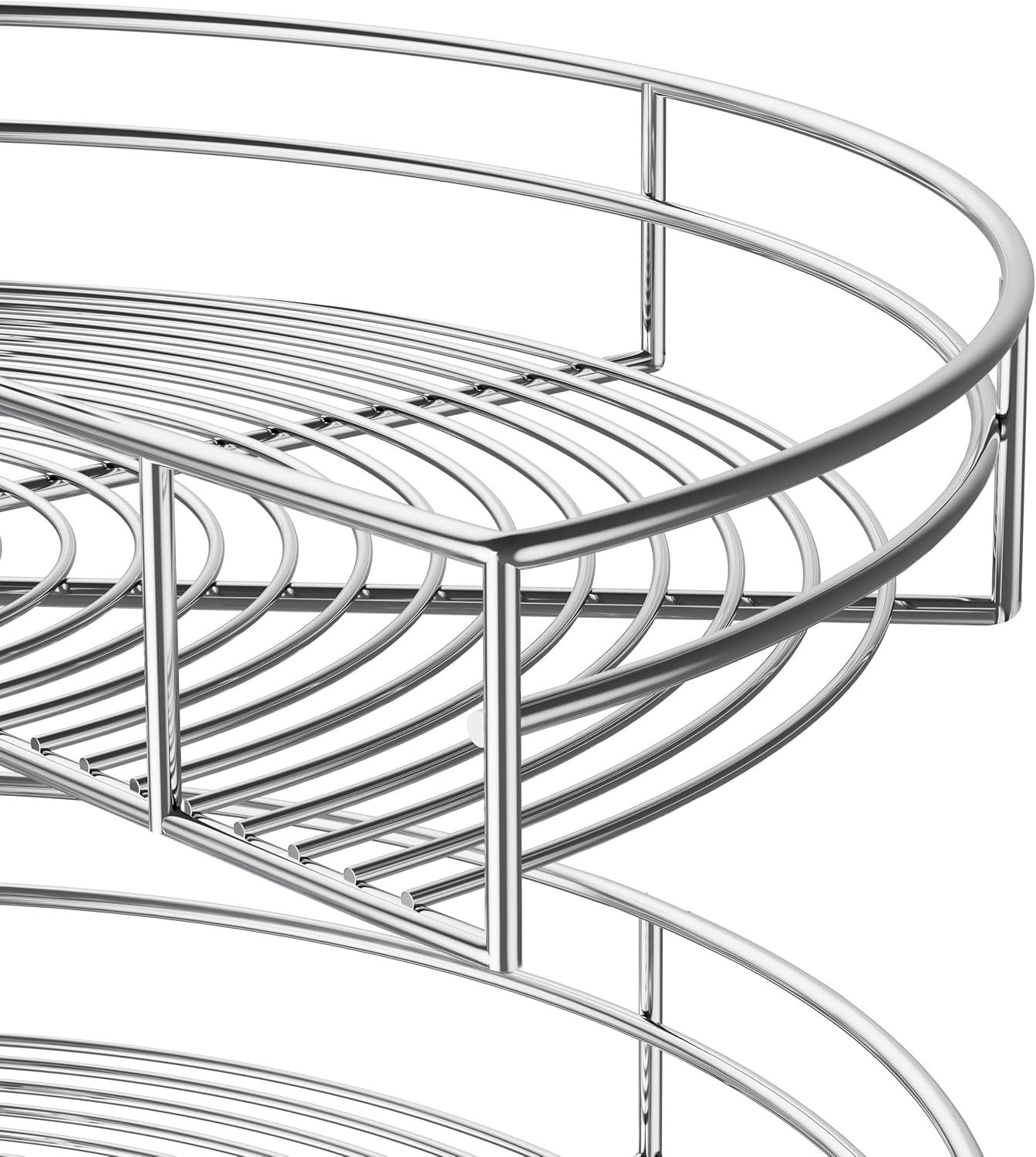 28" Corner Cabinet Lazy Susan Turntable, 270° Adjustable Height Chrome Replacement Shelves for Kitchen Corner Cabinet