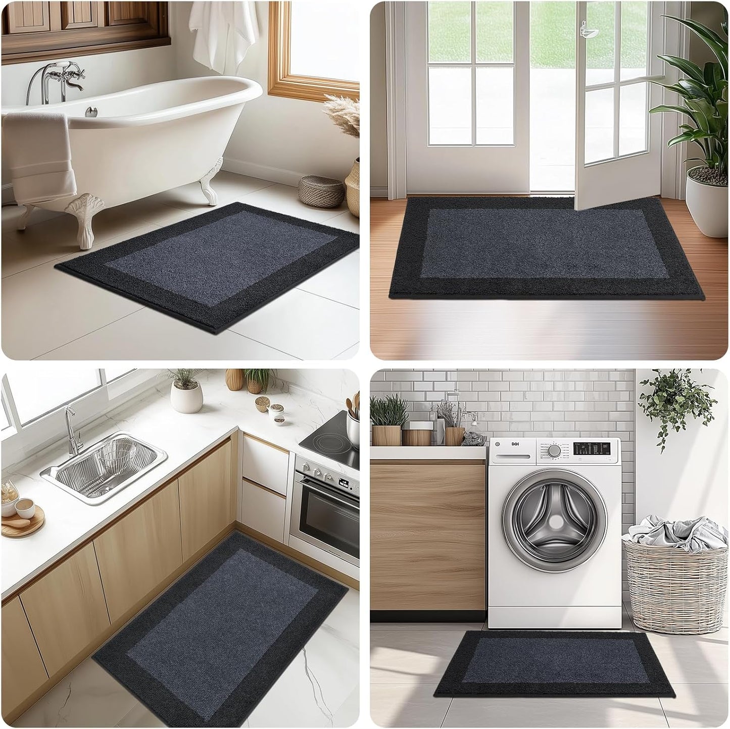 Machine Washable Kitchen Rug 32" x 72", Non Slip Indoor Door Rug, Absorbent Entrance Runner Rug for Bedroom, Hallway, Bathroom, Floor (Roll Packing)
