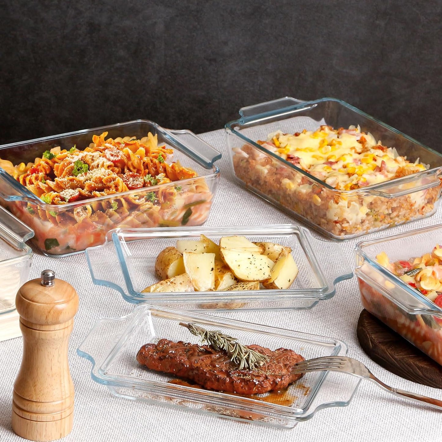 Set of 2 Glass Casserole Dish With Glass Lid, Rectangular 5.7in x 7in Glass Baking Dish Oven Safe, Mini Casserole Dish with Lid