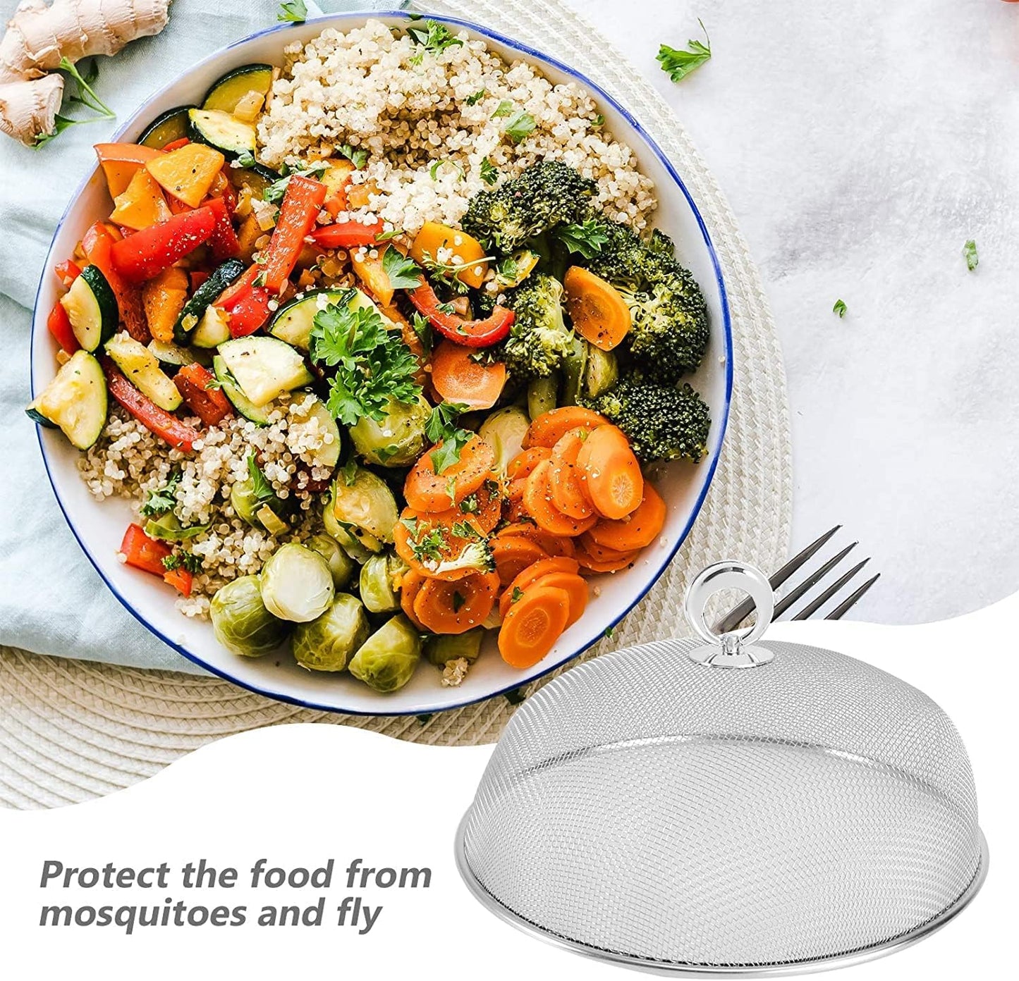Metal Mesh Screen Food Cover, Stainless Steel Dome Food Tent Umbrella, Outdoor Picnic Food Cover Net Keep Out Flies, Bugs, Mosquitoes (11.81inches / 30cm)