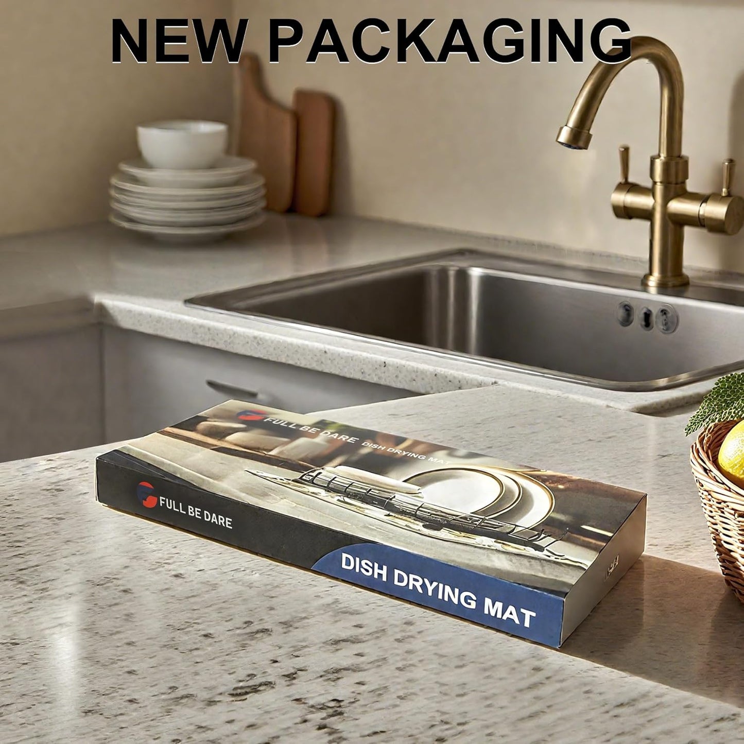 2 Pack XXL 17" x 24" Blue and White Porcelain Dish Drying Mat - Dish Drying Mats for Kitchen Counter, Super Absorbent, Anti-Slip, Fast Drying, Kitchen Must-Have