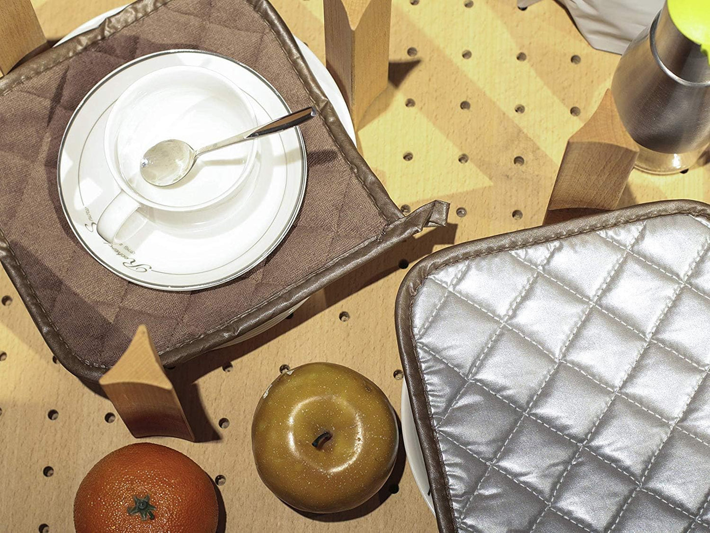 Joyhalo 6 Pack Pot Holders for Kitchen,Cotton Oven Holder with Great Heat Resistance,Non Slip Hot Pads for Kitchen Clearance,Brown