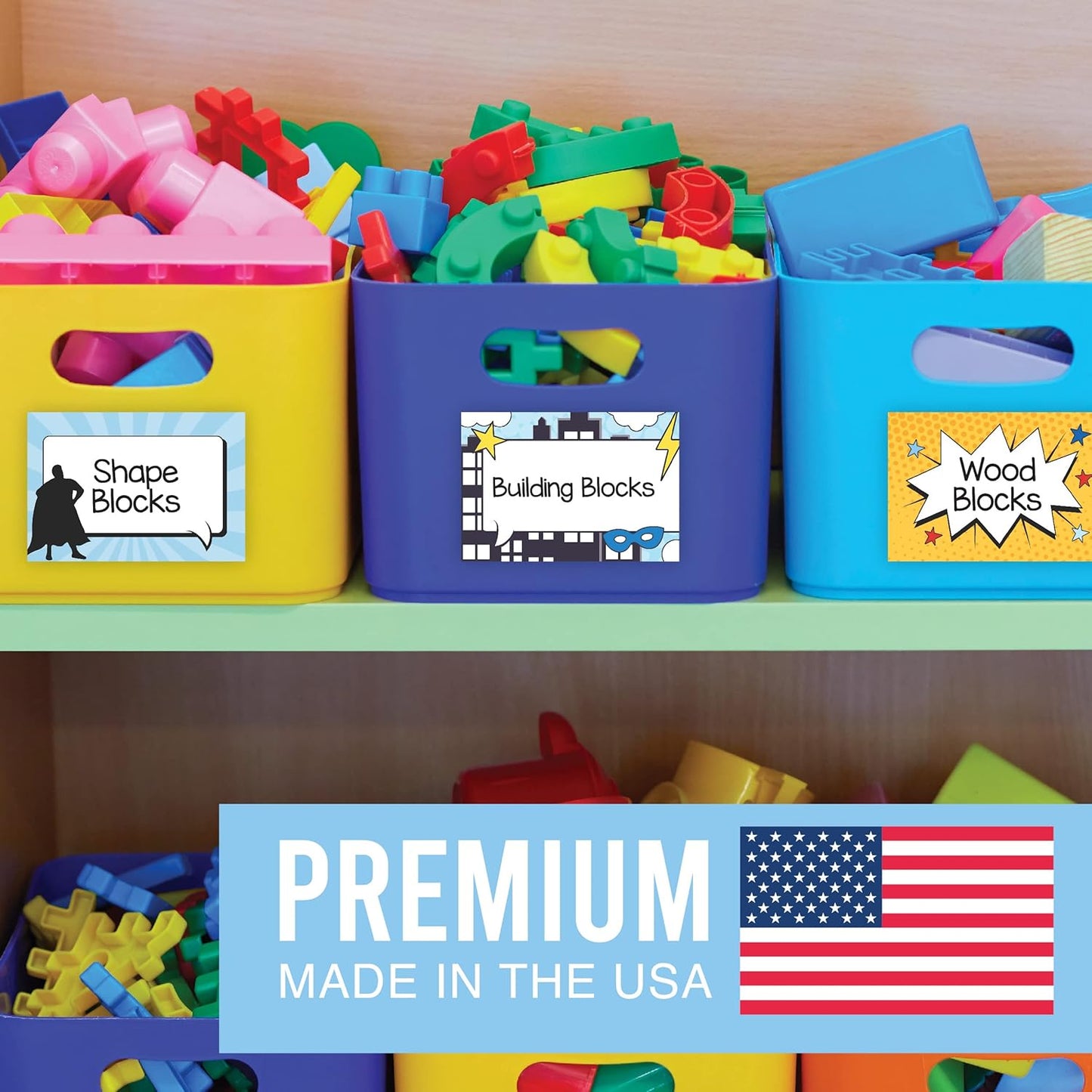 Name Tags Sticker - 56 Nametags for Classroom, Name Tag Stickers for Kids, Adhesive Classroom Labels for Teachers, Nametags Sticker for Clothes, Decorative Labels, Superhero Cubby Tags