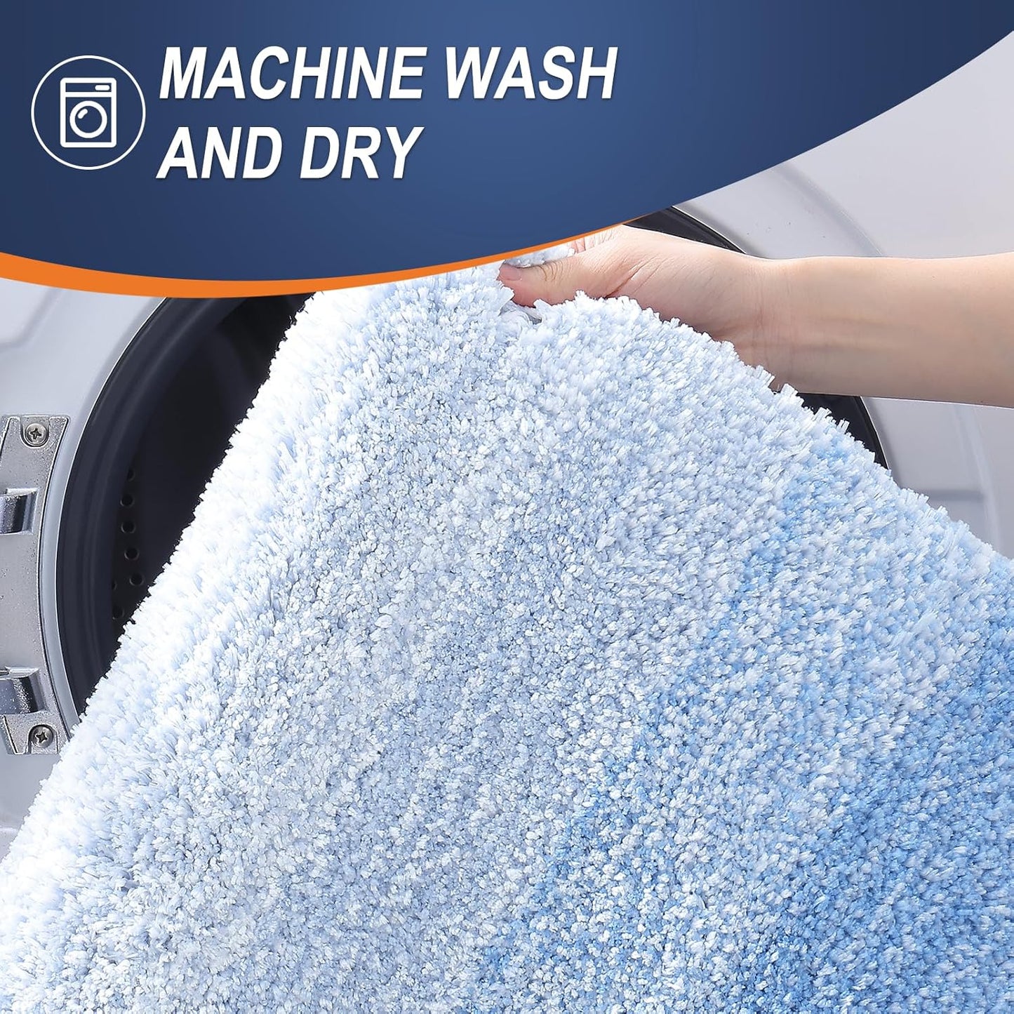 OLANLY Bathroom Rugs Mat 30x20, Extra Soft Absorbent Microfiber Bath Rugs, Rubber Backing, Quick Dry, Machine Washable Bath Mats for Bathroom Floor, Tub and Shower, Home Decor Accessories, Light Blue