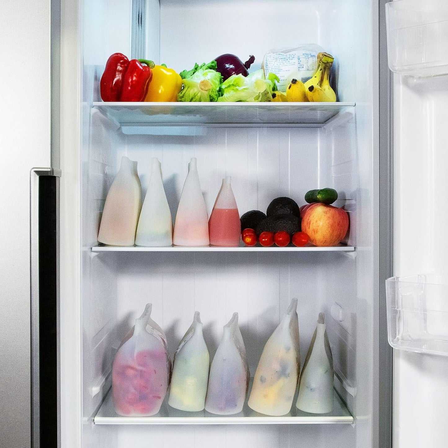 Reusable Silicone Food Storage Bag, for Microwave, Oven, Fridge, Freezer & Sous Vide Zip Sealed Containers (2 Large size 53oz 1500ml)…