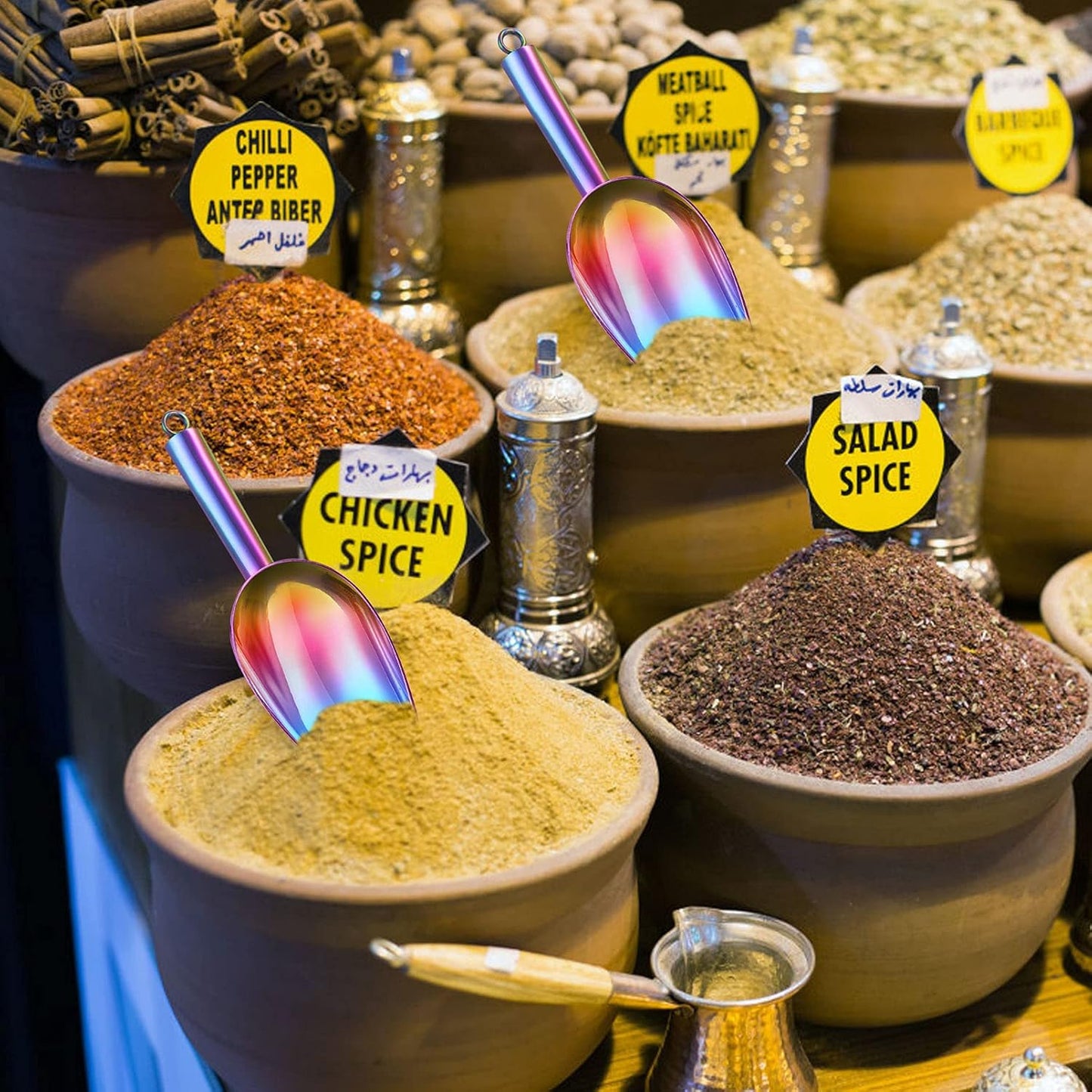 TeamFar Ice Scoop, 5oz Stainless Steel Canister Small Ice Candy Scoop for Kitchen Dispenser Buffet Jars, Healthy & Sturdy, Multi-use & Mirror Finish, Dishwasher Safe-2 PCS