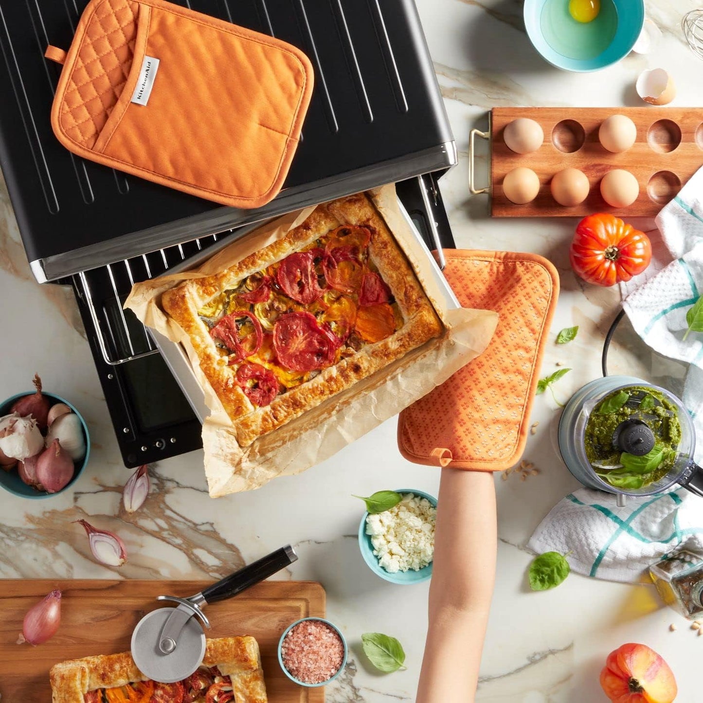 KitchenAid Asteroid Pot Holder 2-Pack Set, Honey, 7"x10"