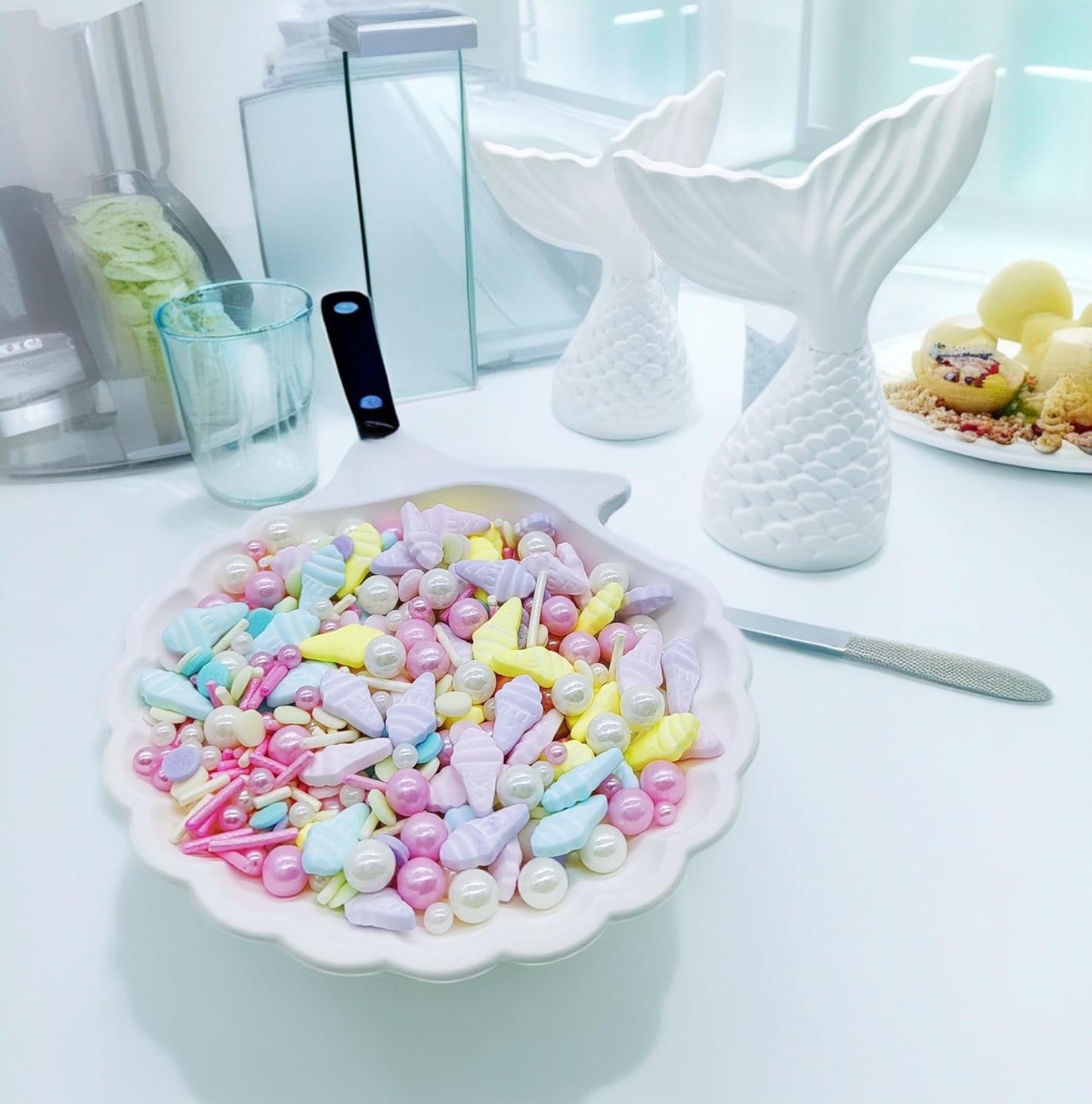 Ice Cream Sprinkles Candy Mix Size Edible Pearls Cake Decorations Cupcake Toppers Cookie Decorating Perfect for Wedding Party Valentine Halloween Christmas Supplies 4.58OZ