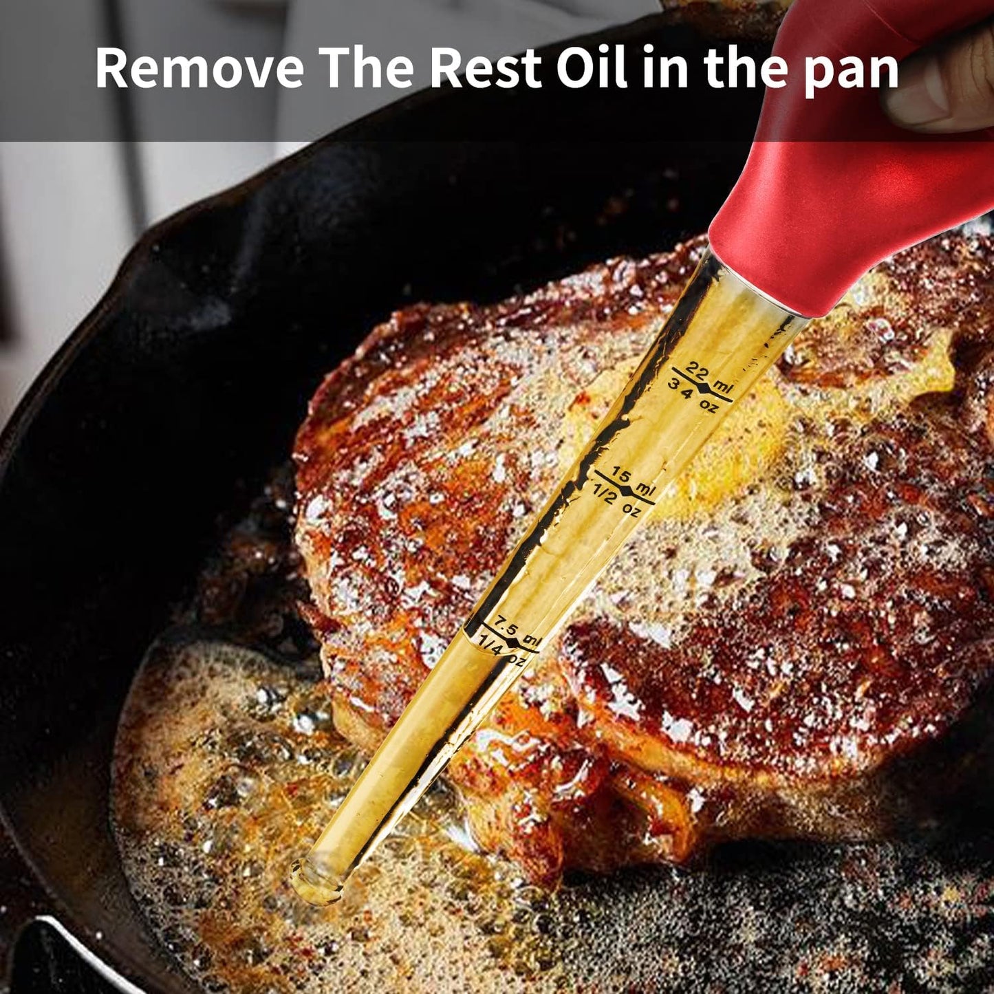 Turkey Baster Food Grade for Cooking & Basting, Detachable Round Bulb, Baster Cooking Good for Meat Poultry Beef Chicken, with Cleaning brush, inject needle, Basting brush(red)