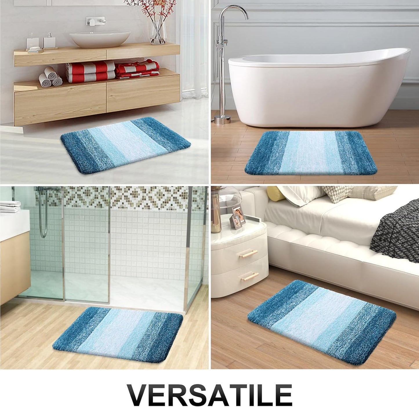 OLANLY Bathroom Runner Rugs 59x24, Extra Soft Absorbent Microfiber Bath Rugs, Rubber Backing, Quick Dry, Washable Bath Mats for Bathroom Floor, Tub and Shower, Home Decor Accessories, Peacock Blue