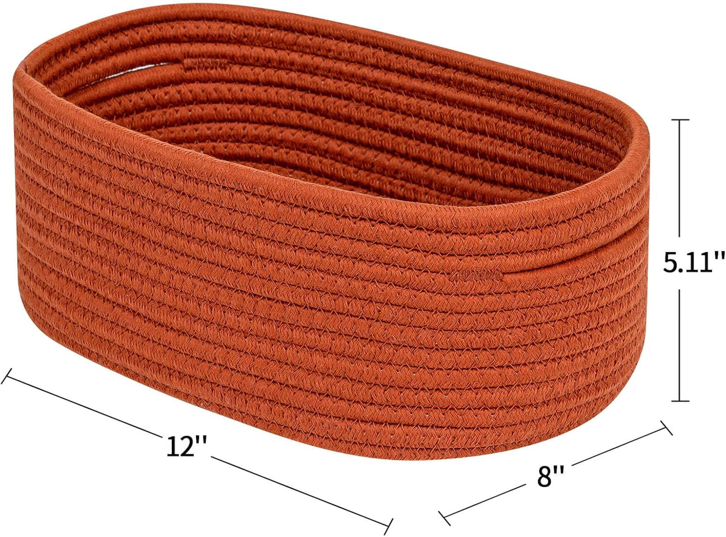 CubesLand Small Baskets, Storage Baskets for Organizing Shelves, 3 Packs Rectangular Woven Storage Baskets Natural Cotton Rope Storage Bins Closet Baby Nursery Baskets Empty Gifts Baskets Brick Red