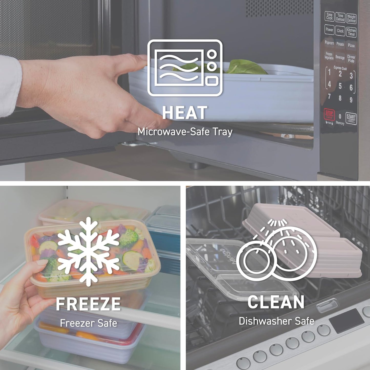 Bentgo Prep 60-Piece Meal Prep Kit - Reusable PFAS & BPA-Free Food Containers, 1-Compartment, 2-Compartment, & 3-Compartments - Microwave, Freezer, & Dishwasher Safe (Gleam Metallics)