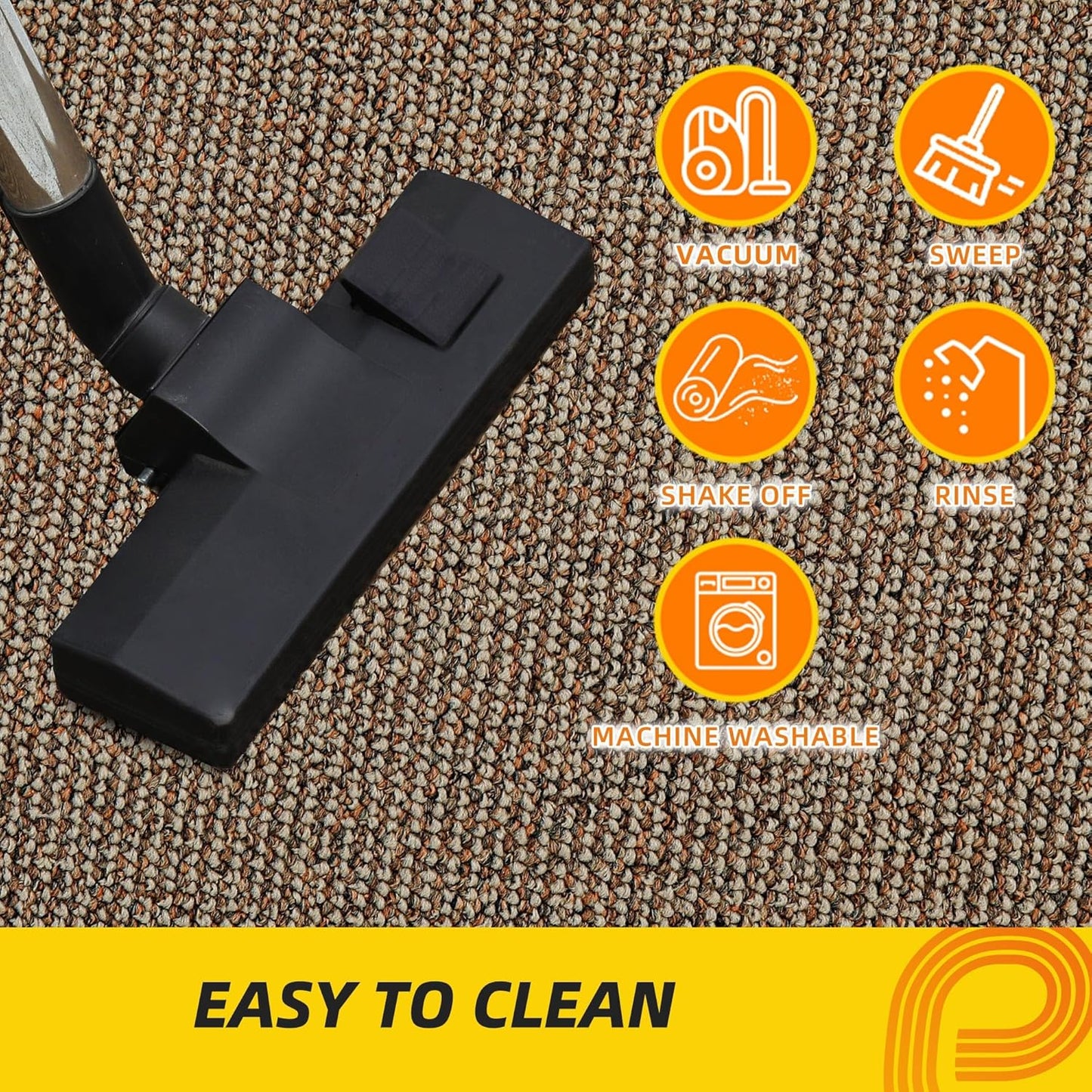 JSEI Dirt Trapper Door Mat 20"x32" Non-Slip Washable Entrance Mat, Dog Doormats, Absorbent & Fade-Resistant Floor Mats, Low Profile Welcome Mats for Entryway, Front Door, and Inside Entrance, Beige