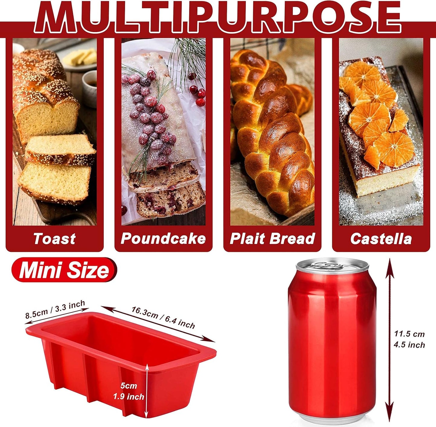 Anaeat Mini Reusable Silicone Bread Pan Set of 3, Non-Stick and Flexible, Safe and Environment Friendly, Multi-Purpose, Easy to Use and Clean, Brand Quality Guarantee