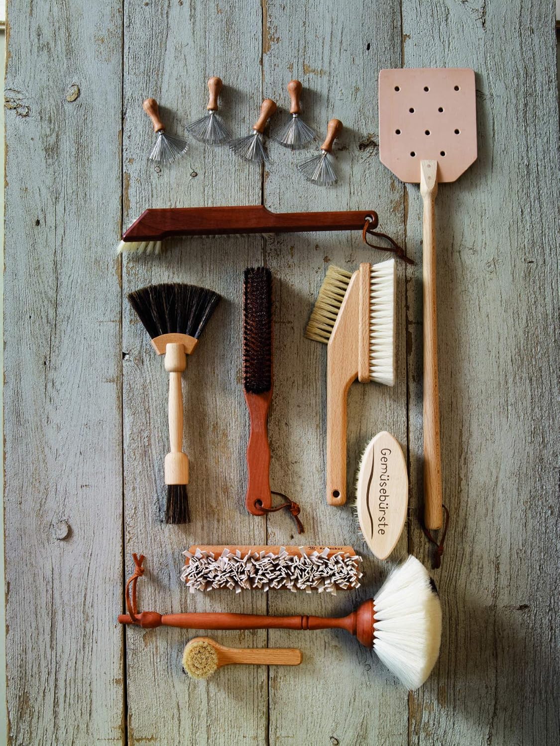 REDECKER Dust Brush with Goat Hair Bristles and Oiled Pearwood Handle, 13-3/8-Inches, Black with White Dot Goat Hair Dusters - Goat Hair Dusting Brush - Wood Duster Brush