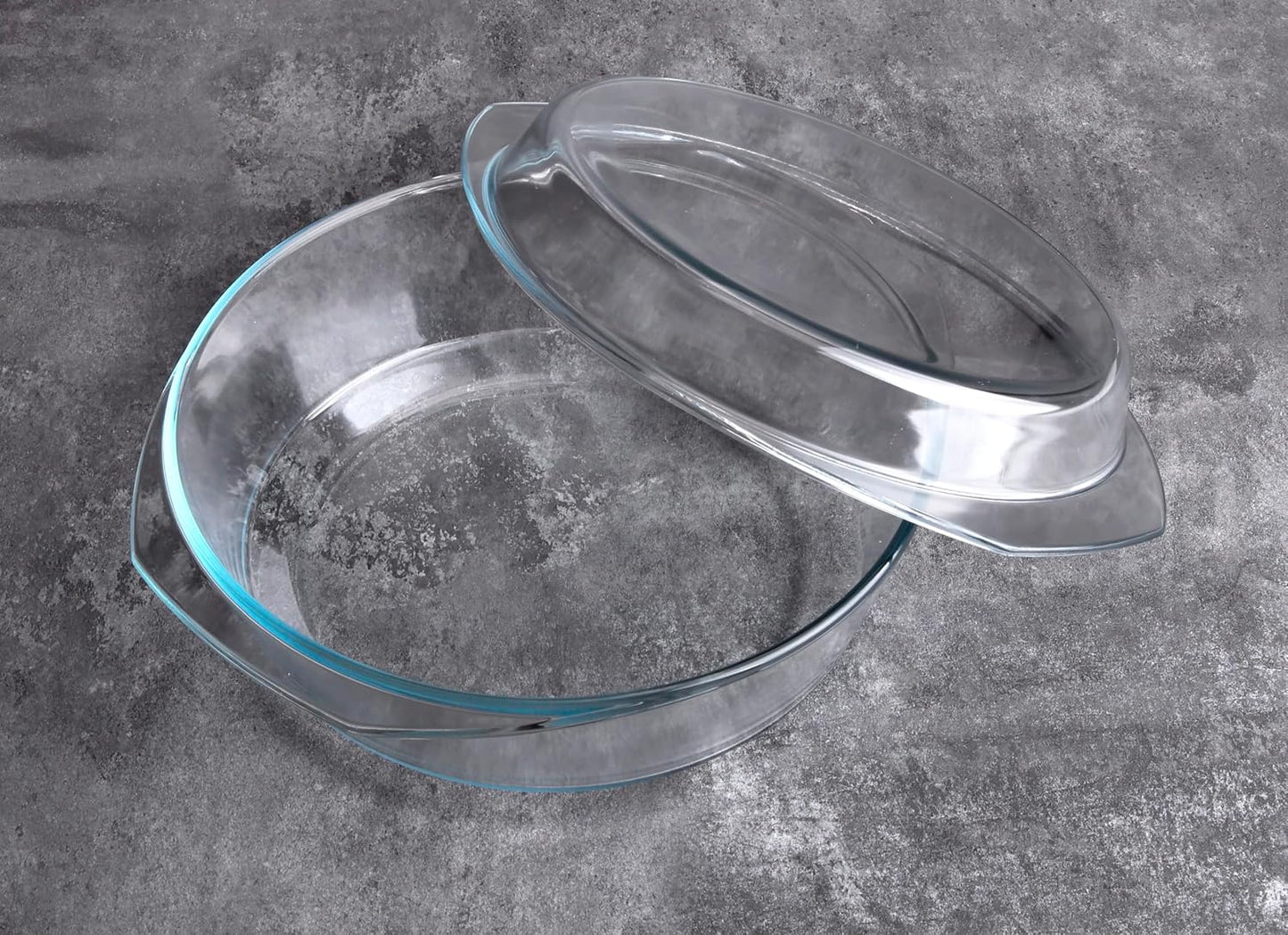 Round Tempered Glass Casserole Dish with Lid, Glass Casserole Baking Dish. Oven Freezer and Dishwasher Safe. - 4QT