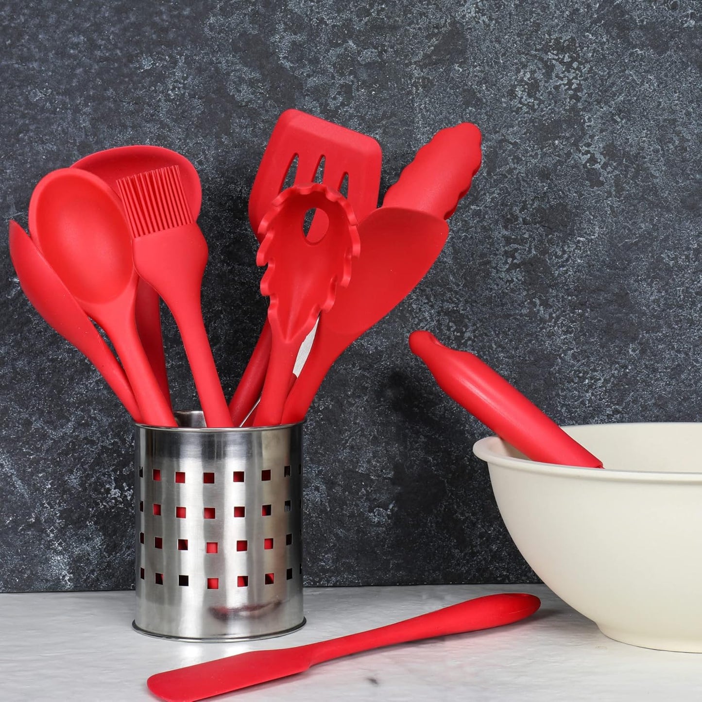 Chef Craft Premium Silicone Spaghetti/Pasta Fork, 11.5 inch, Red