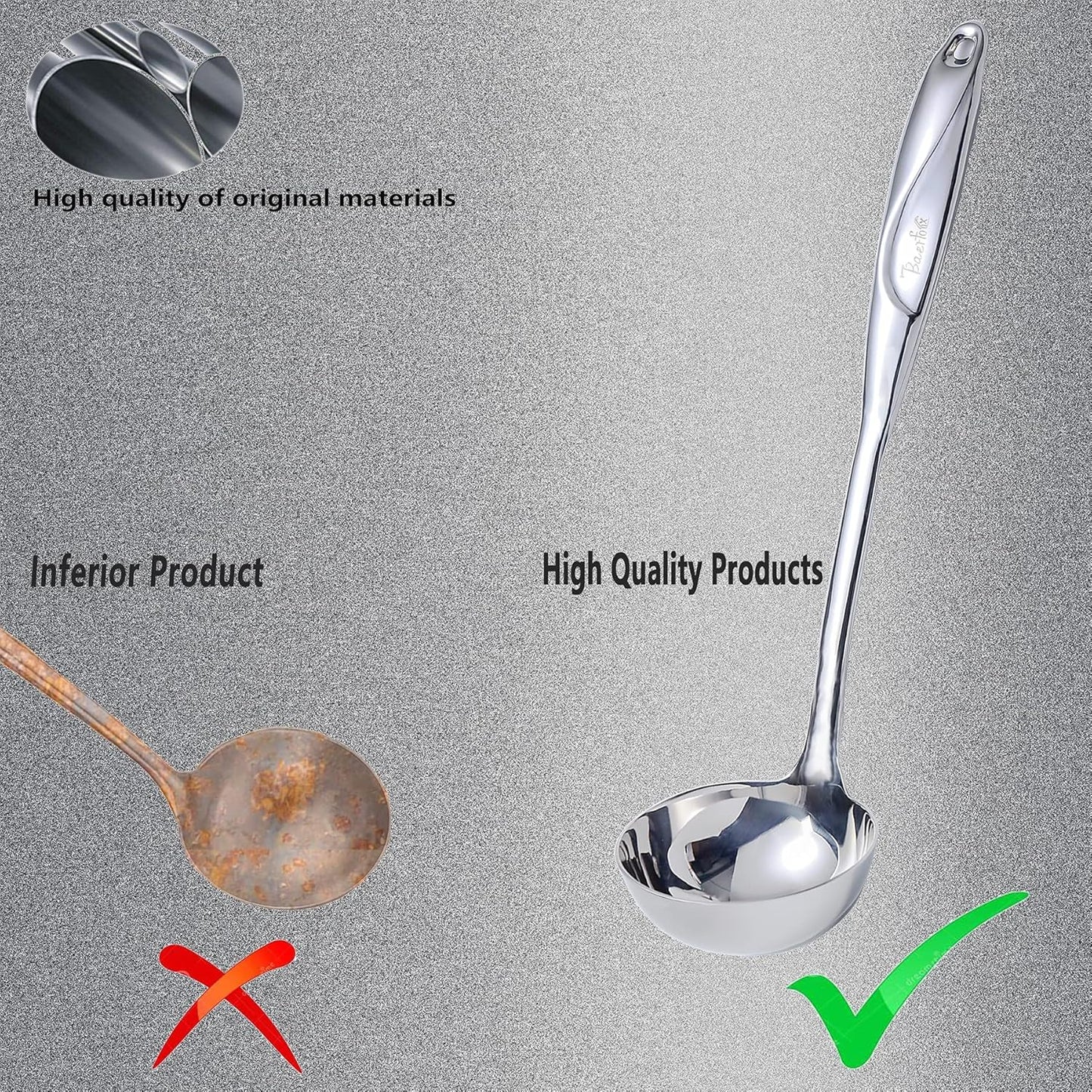 High Grade Soup Ladle,Cooking Ladle for Soup,Heat-proof Design of Hollow Handle,Stainless Steel Kitchen Utensil(4ouce/13.5 Inch)
