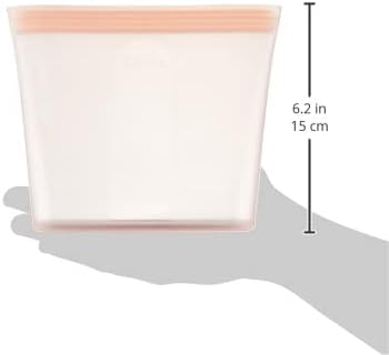 Zip Top Reusable Food Storage Bags | 3 Bag Set [Peach] - 2 Sandwich, 1 Snack | Silicone Meal Prep Container | Microwave, Dishwasher and Freezer Safe | Made in the USA