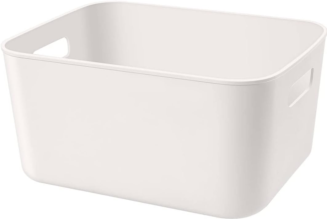 Set Of 2 Plastic Storage Bins,10.5×8×5.5" Versatile Kitchen Pantry Organization and Storage,for Plastic Storage Container Under Bed,Under Sink Bathroom Organizer (2 Pack Medium, White)