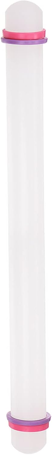 HARFINGTON Fondant Rolling Pin 20 Inch x 0.98 Inch Adjustable Guide Rings Non-Stick PP Plastic Fondant Roller Dough Roller Kitchen Decorating Tools for Cookie Pastry Pizza Clay