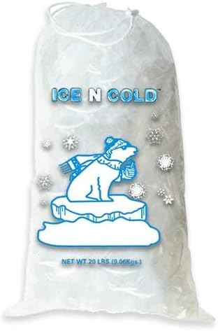 Ice Bags with Drawstring Closure | 20lb, 200ct/cs | 50 mic Thickness | Portable Storage and Freezer Keeper