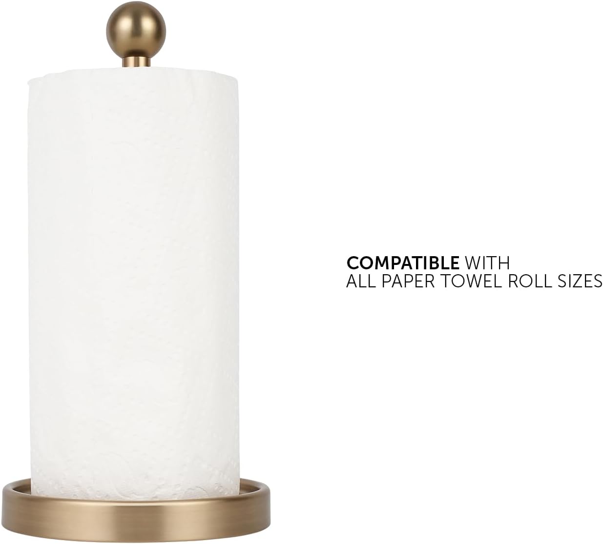 Ivilon Countertop Paper Towel Holder - Modern Sleek Ball Minimalist Design - Color Warm Gold