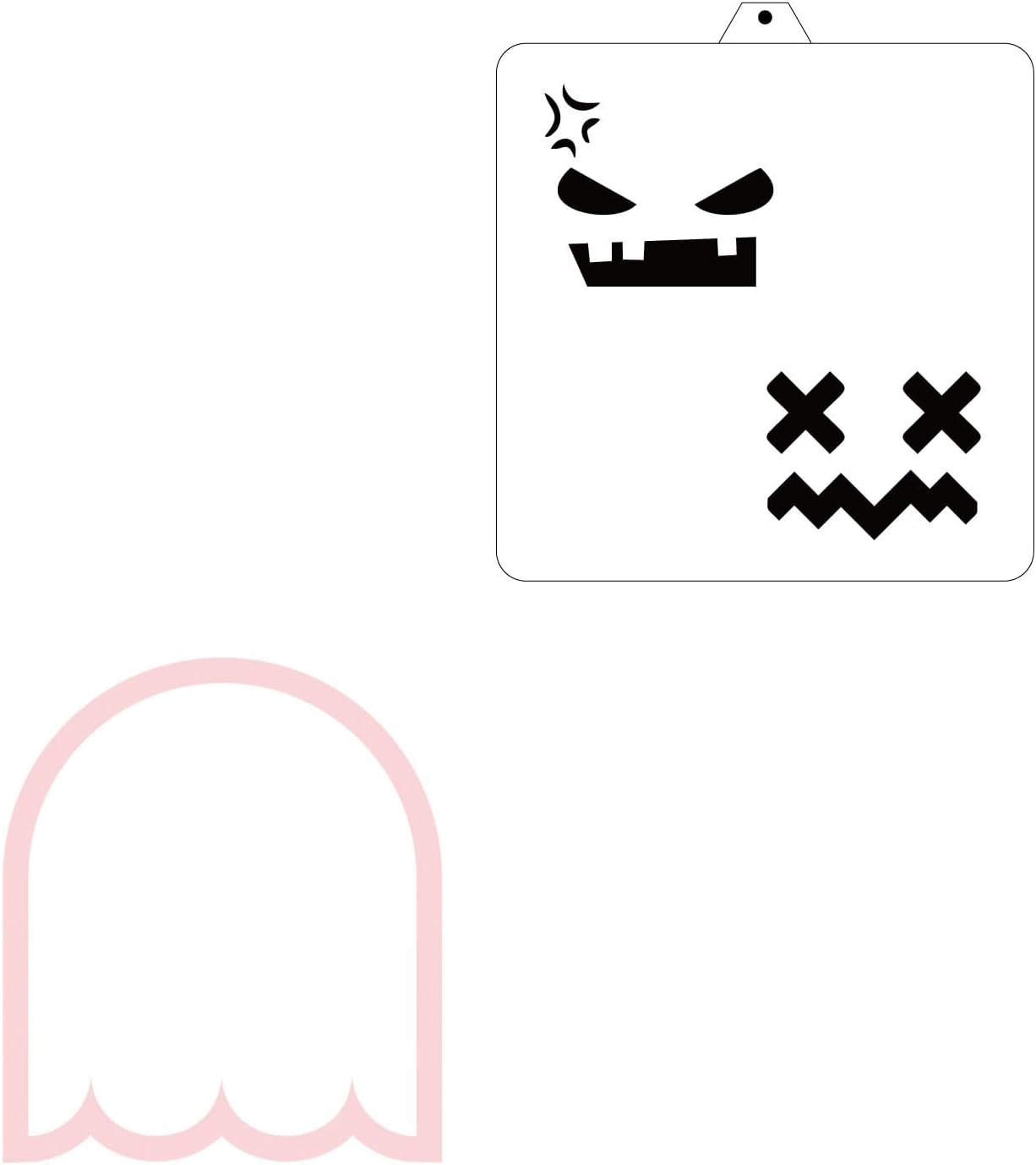 Halloween Ghost Faces Cookie Cutter and Stencil Set Bundle Kit PYO Cookies Paint Your Own Diy Bakery Fondant Sugar Happy Birthday Wedding Baby Candle Kids Painting Coloring Pages Comb (Ghost Faces)