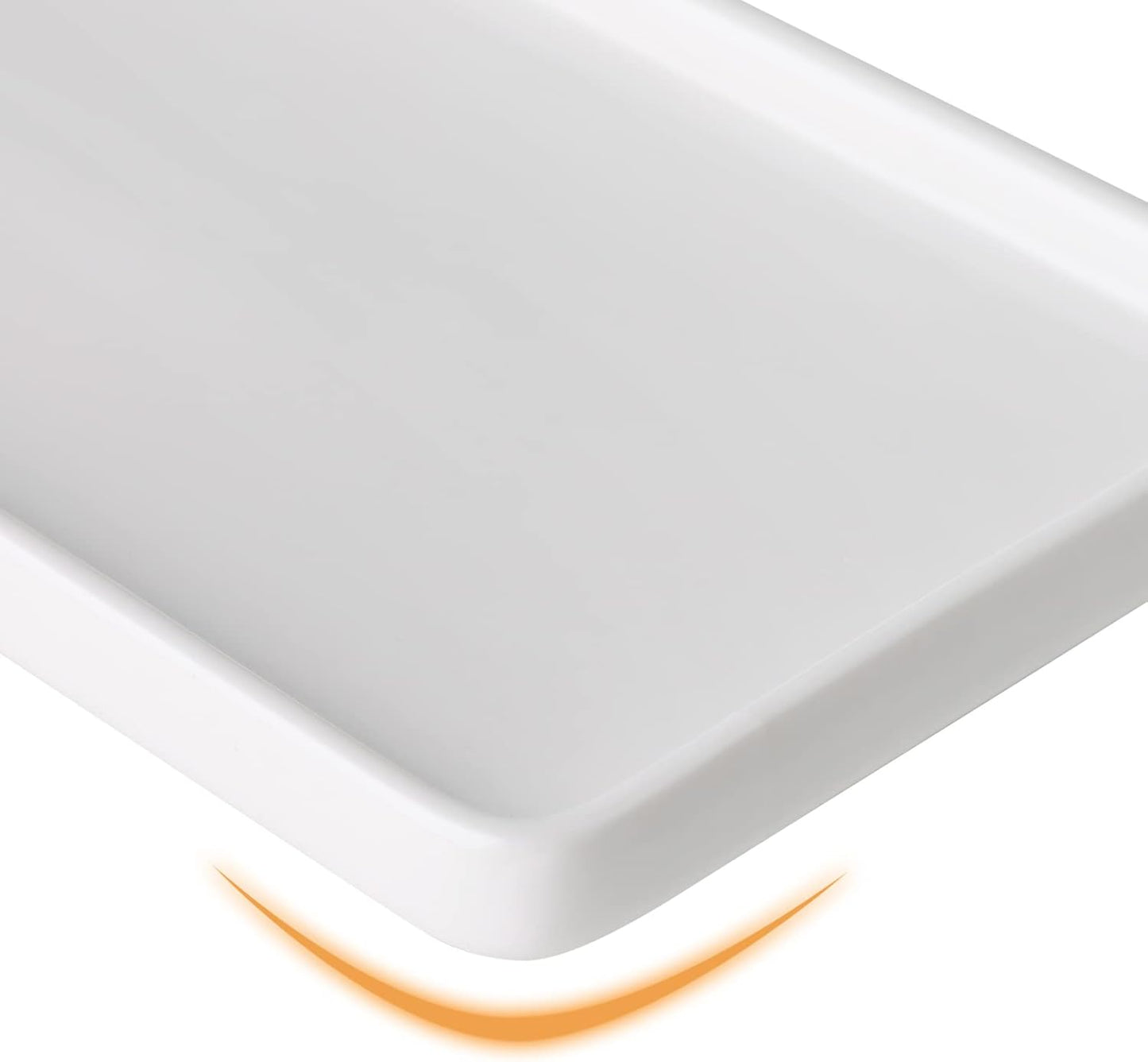 Gurygo 2 Pack 8" Ceramic Rectangular Vanity Trays, White, Set of 2