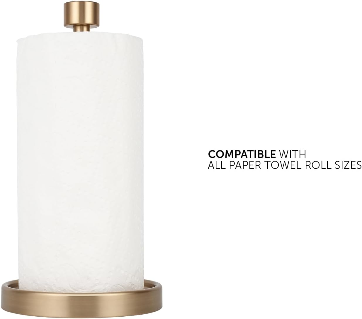 Ivilon Countertop Paper Towel Holder - Modern End Cap Minimalist Design - Color Warm Gold