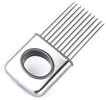 Stainless Steel Onion Cut Holder Slicer With 10 Even Prong Easy Hold Vegetable To Cut Tomato Lemon Potatoes And Loosen Meat Kitchen Tools(Silver)