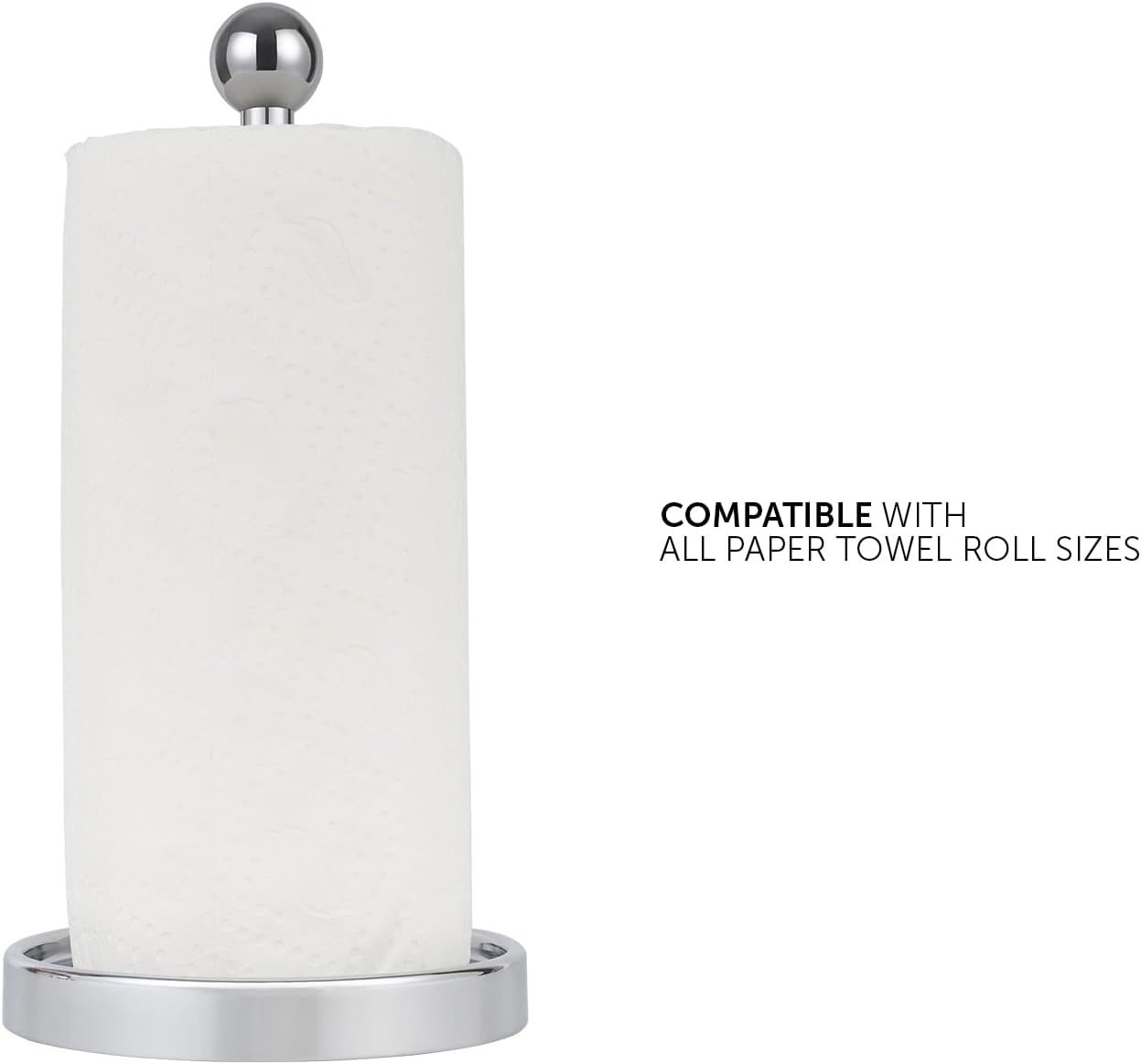 Ivilon Countertop Paper Towel Holder - Modern Sleek Ball Minimalist Design - Color Chrome