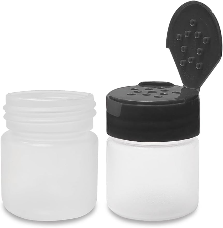 ljdeals 1 oz Plastic Spice Jars with Black Flip & Sift Caps – 12 Pack Empty Spice Bottles for Herbs, Seasonings, Powders, Camping, Travel, Kitchen, Restaurant Use – BPA-Free, Recyclable, Made in USA