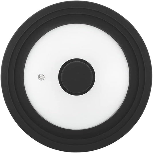 Universal Lid for Pots,Pans And Skillets,HR Huare Technology Tempered Glass with Heat Resistant Silicone Rim,Dishwasher Safe,Fit Cookware 11”,12”, 12.5”, Black,1 Pack