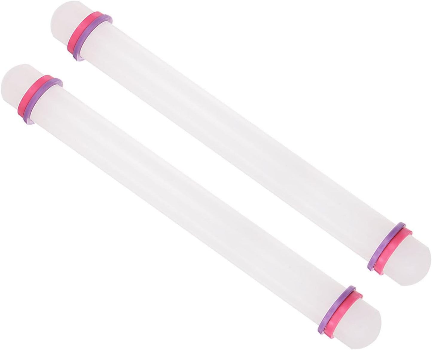Fondant Rolling Pin, 13" Length, PP Plastic Non-Stick Guide Rings Fondant Roller Dough Roller - (Applications: for Baking Fondant DIY), 2-Pieces