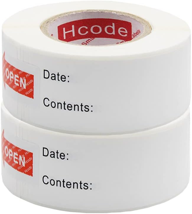 Hcode 1 x 3'' Self-Adhesive Removable Freezer Food Storage Labels - Easy Clean Leaves No Residue - Meal Prep Labels Plastic Paper Sticker Perfect for Reusable Containers 2 Roll