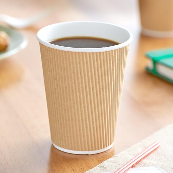 Ripple Paper Cups 12 oz 200 Pack for Coffee & Tea Made in USA | Bulk for Home, Office, Restaurants & Coffee Shops | Recyclable, Insulated, & Disposable To-Go Cups for Hot Beverages (12 oz - 200 count)