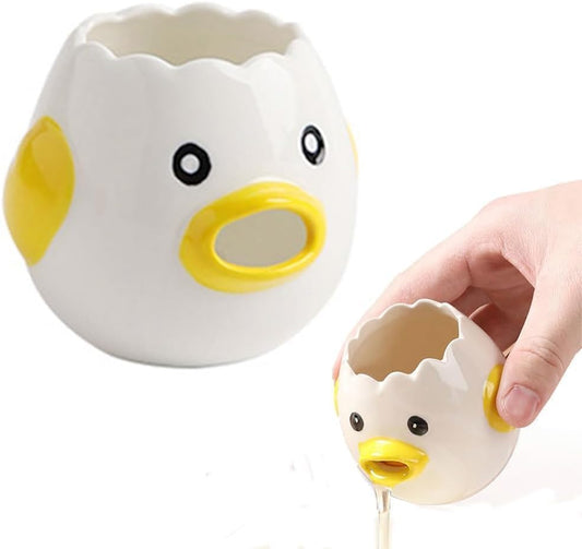 Ceramic Cute Egg Separator, Mini Egg White and Yolk Separator, Practical Kitchen Small Egg Filter Splitter, Kitchen Gadget Baking Assistant Tool, Dishwasher Safe (Yellow)
